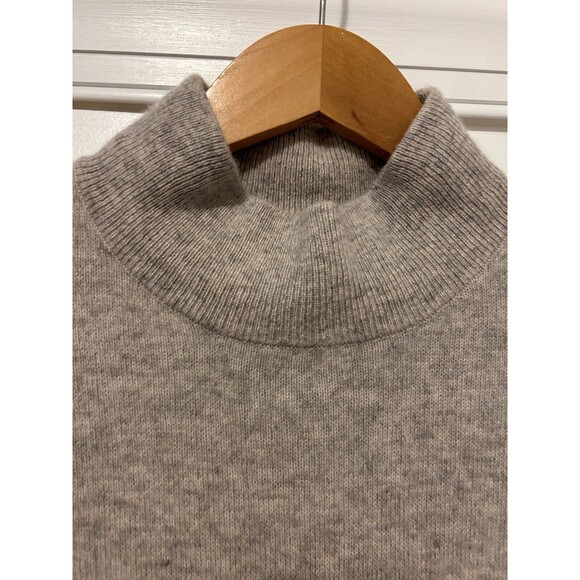White + Warren Long Sleeve 100% Cashmere Mock Neck Sweater Dress Small Warm Gray - Picture 5 of 7